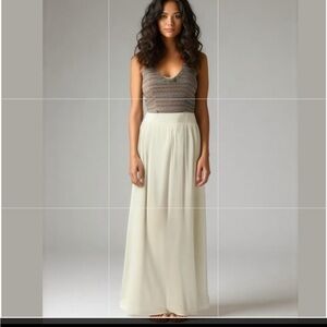 Elegant Cream and blue maxi Dress medium